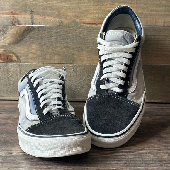 Vans Off The Wall Old Skool Black Blue Low Skate Shoes Size Men’s 10 - Picture 1 of 7